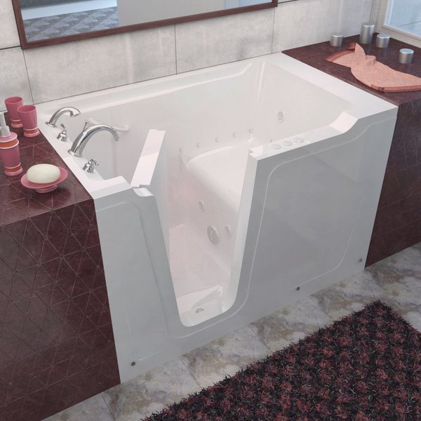 Meditub MediTub 36 x 60 Left Drain White Whirlpool & Air Walk-In Bathtub 3660LWD